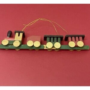 Vintage ERZGEBIRGE Wooden Train Christmas Holiday Ornament!